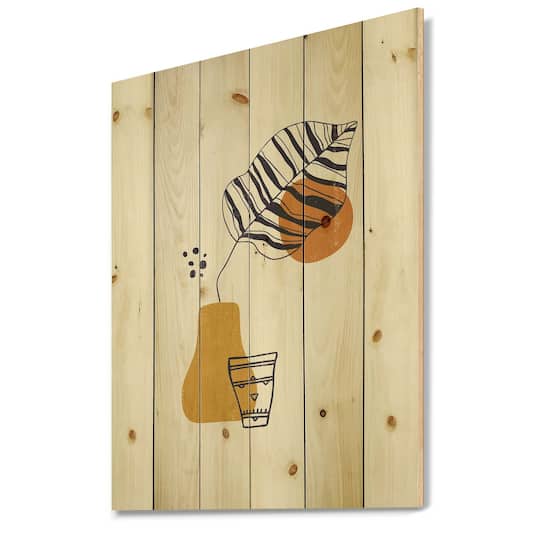 Designart - Botanical Minimalist Leaf With Abstract Shapes III